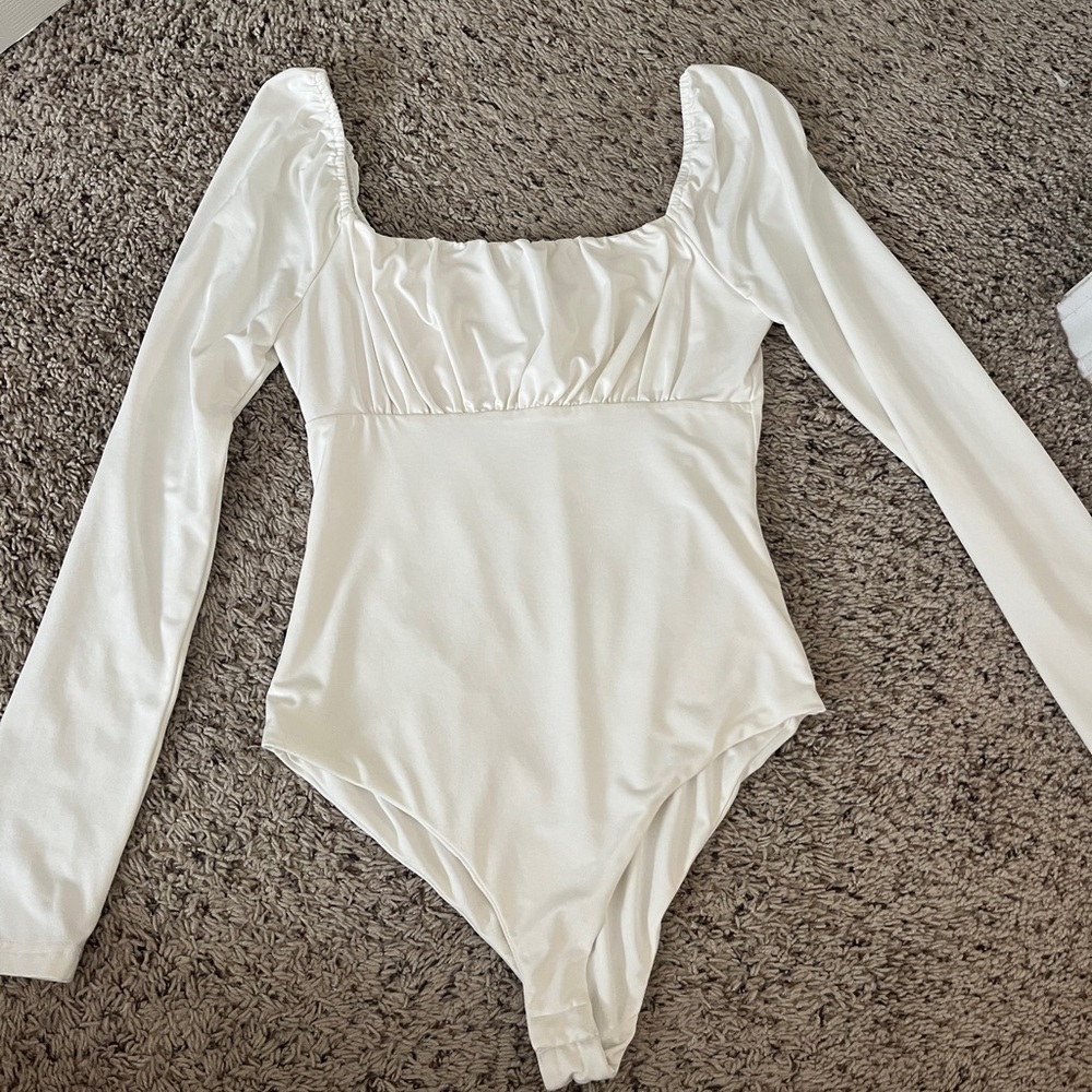 Princess Polly white long sleeve scoop neck body suit
